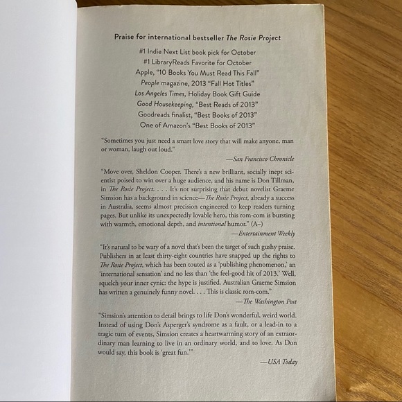 The Rosie Project by Graeme Simsion Don Tillman 1 - Picture 4 of 12